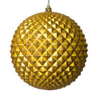6" Gold Durian Glitt Ball Orn Drill 4/Bg