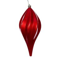 8" Red Candy Swirl Drop Drilled UV 3/Bg