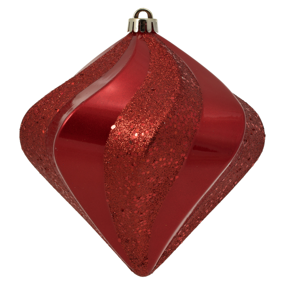 8" Red Candy Swirl Diamond Drilled UV