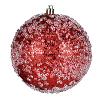 4.75" Red Glitter Hail Ball 4/Bag