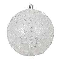 6" White Glitter Hail Ball 4/Bag