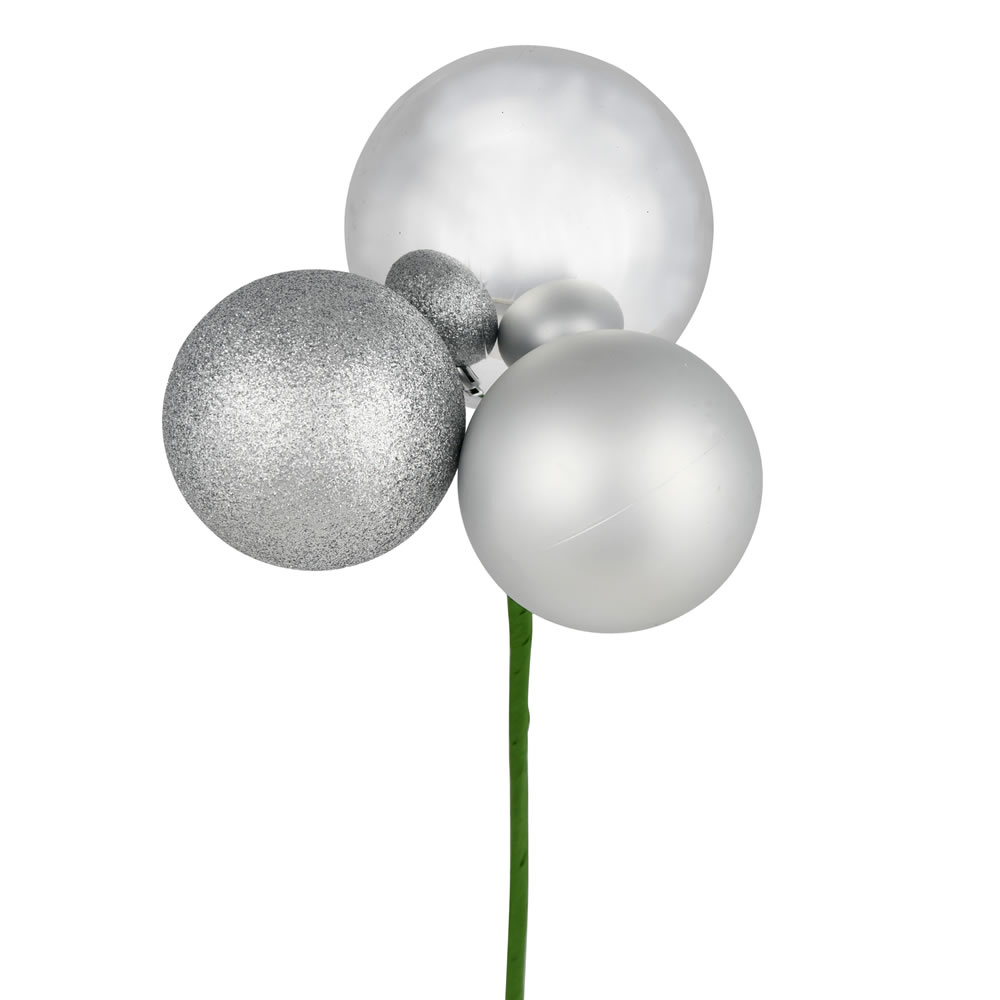 Vickerman 18" Ball Ornament Christmas Pick, 4 per Bag