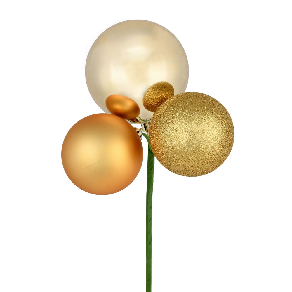 Vickerman 18" Ball Ornament Christmas Pick, 4 per Bag