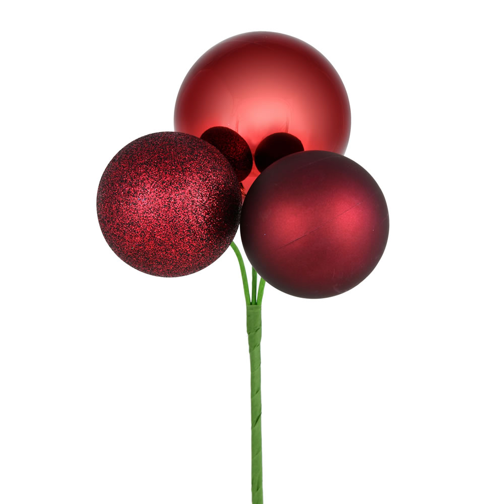 Vickerman 18" Ball Ornament Christmas Pick, 4 per Bag