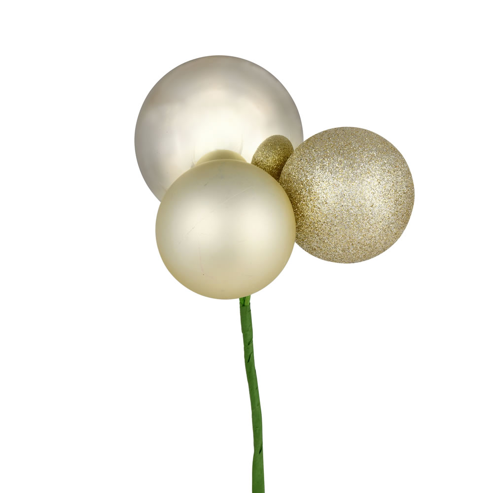 Vickerman 18" Ball Ornament Christmas Pick, 4 per Bag