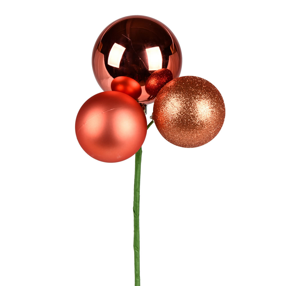 Vickerman 18" Ball Ornament Christmas Pick, 4 per Bag