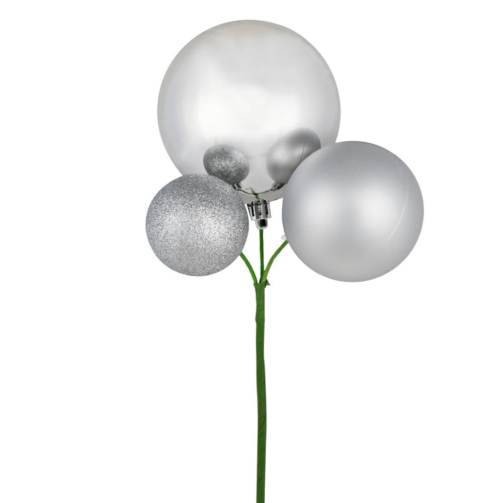 Vickerman 18" Ball Ornament Christmas Pick, 3 per Bag