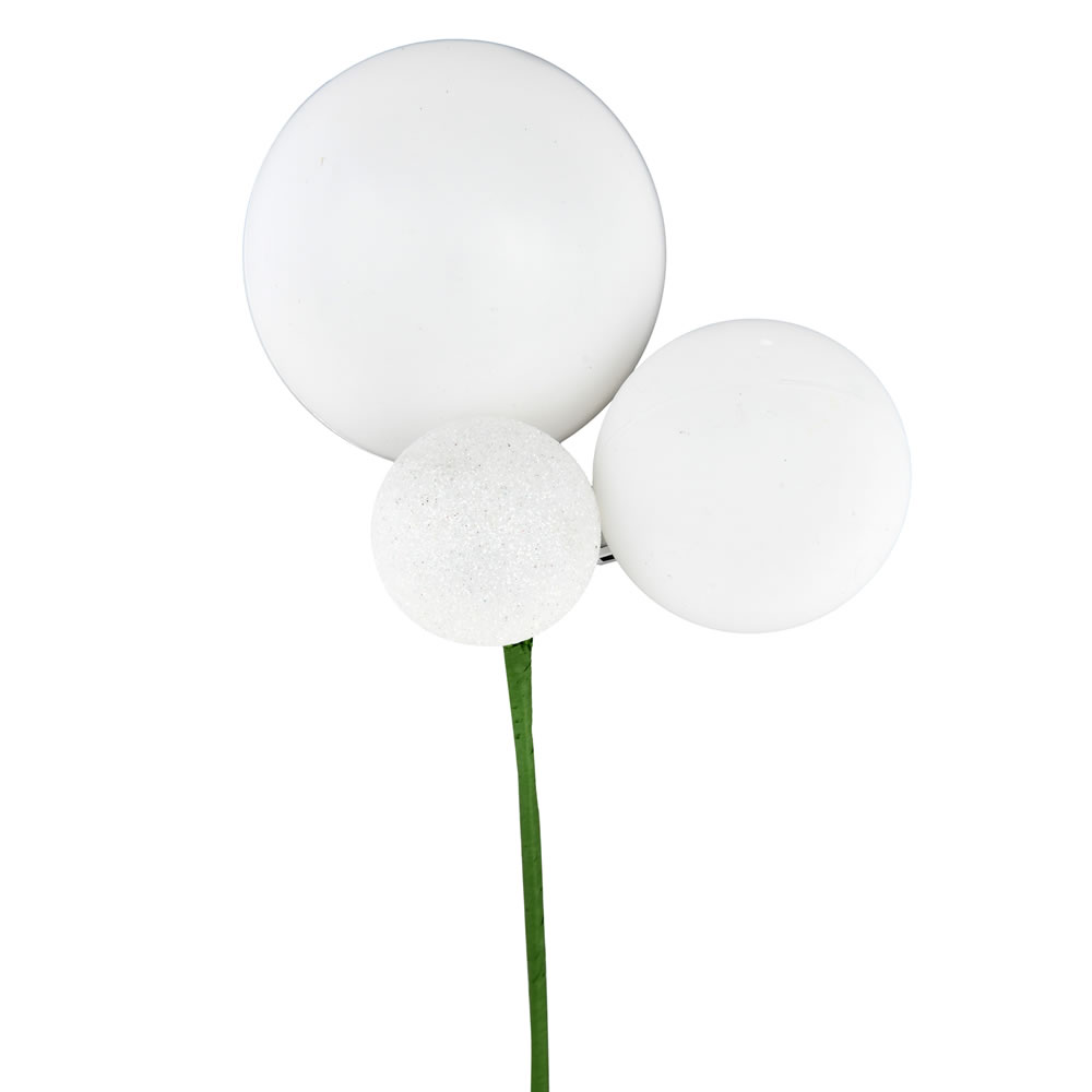 Vickerman 18" Ball Ornament Christmas Pick, 3 per Bag