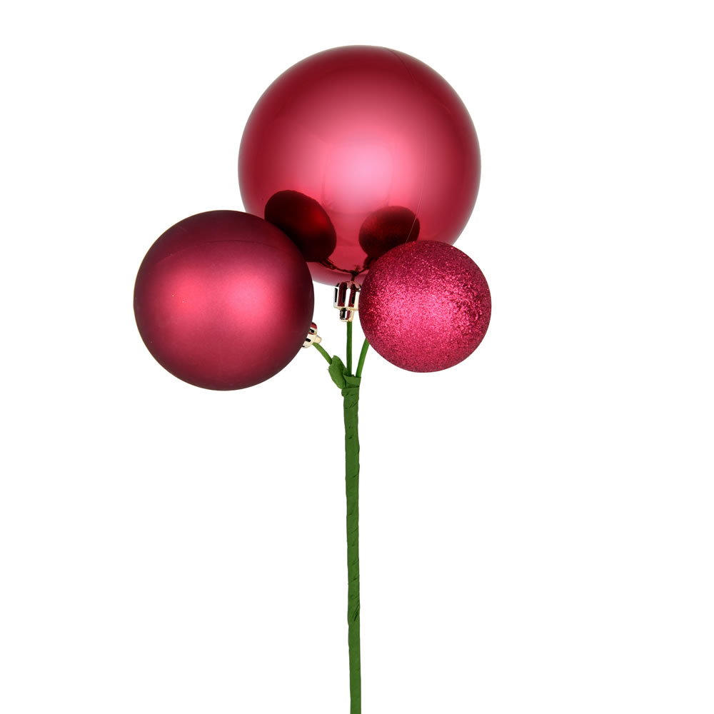 Vickerman 18" Ball Ornament Christmas Pick, 3 per Bag