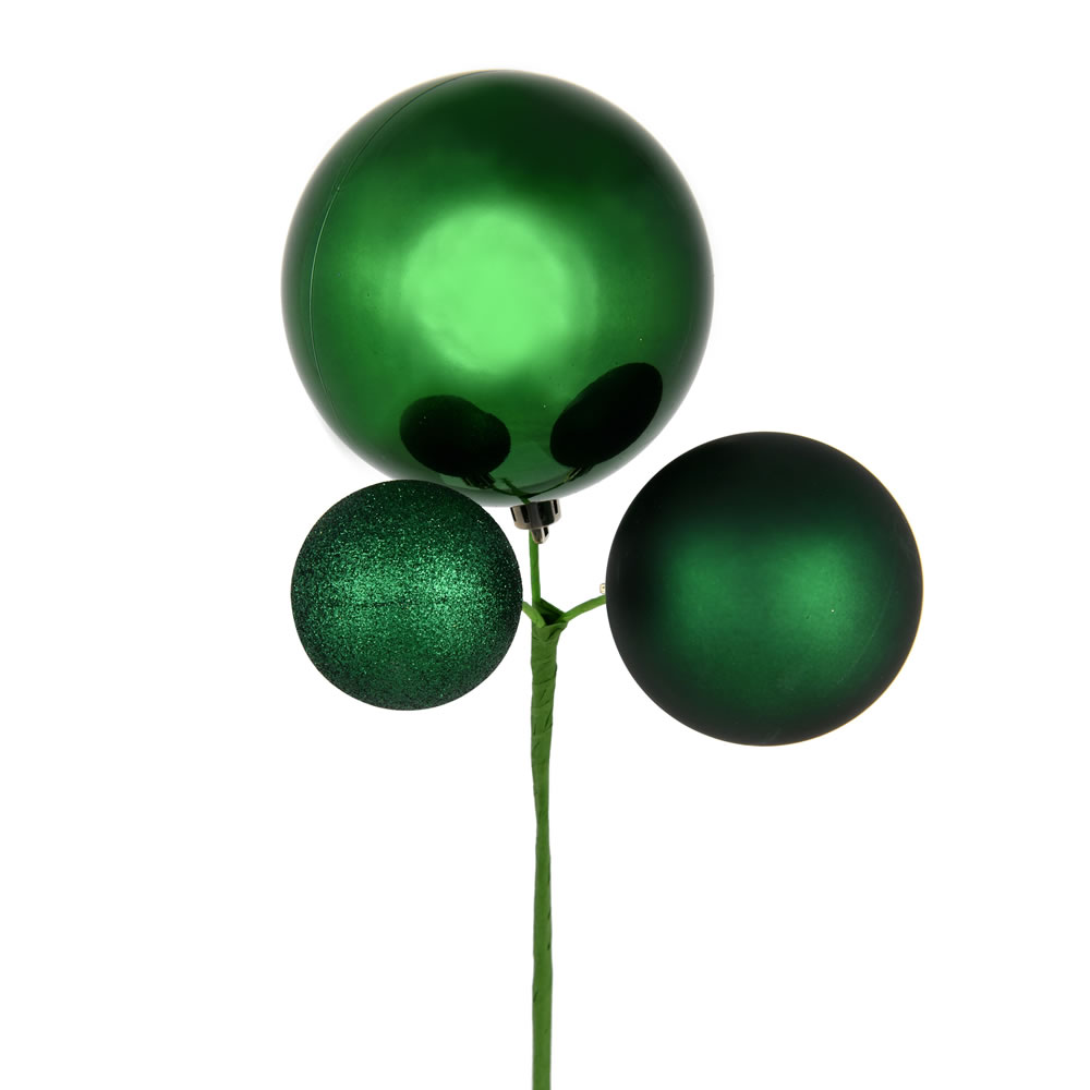 Vickerman 18" Ball Ornament Christmas Pick, 3 per Bag
