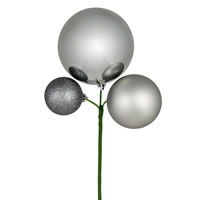 Vickerman 18" Ball Ornament Christmas Pick, 3 per Bag