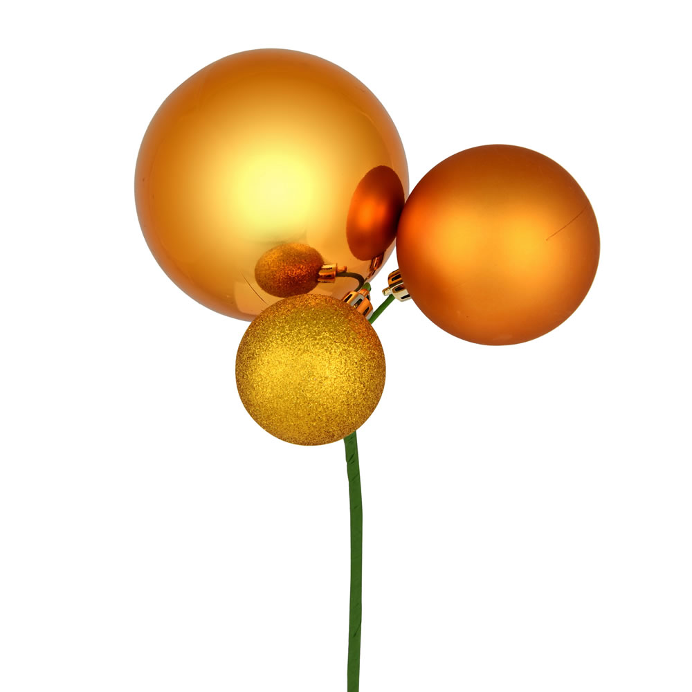 Vickerman 18" Ball Ornament Christmas Pick, 3 per Bag