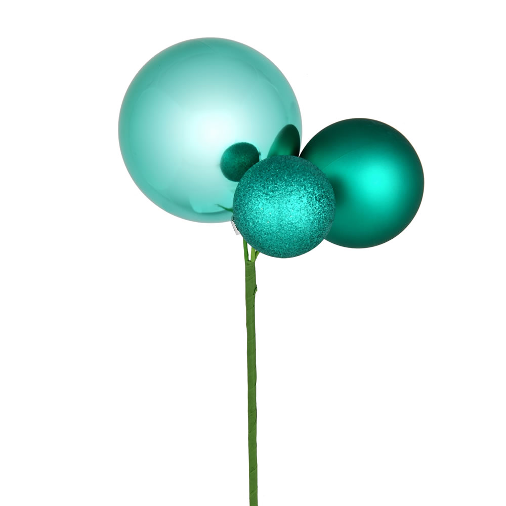 Vickerman 18" Ball Ornament Christmas Pick, 3 per Bag