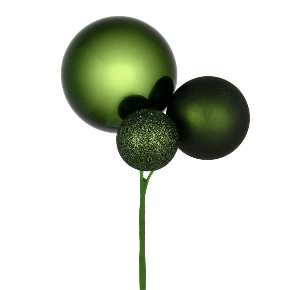 Vickerman 18" Ball Ornament Christmas Pick, 3 per Bag