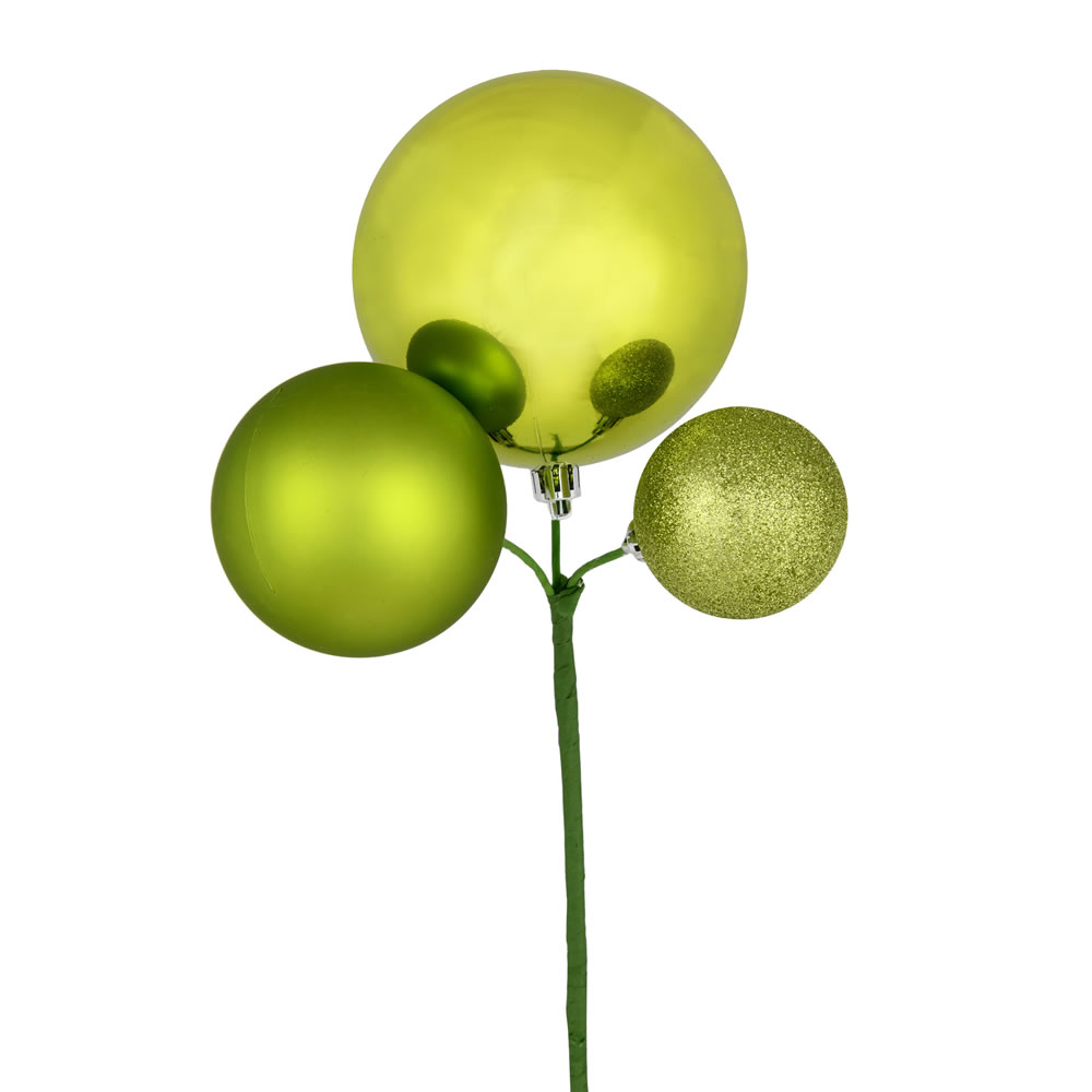 Vickerman 18" Ball Ornament Christmas Pick, 3 per Bag