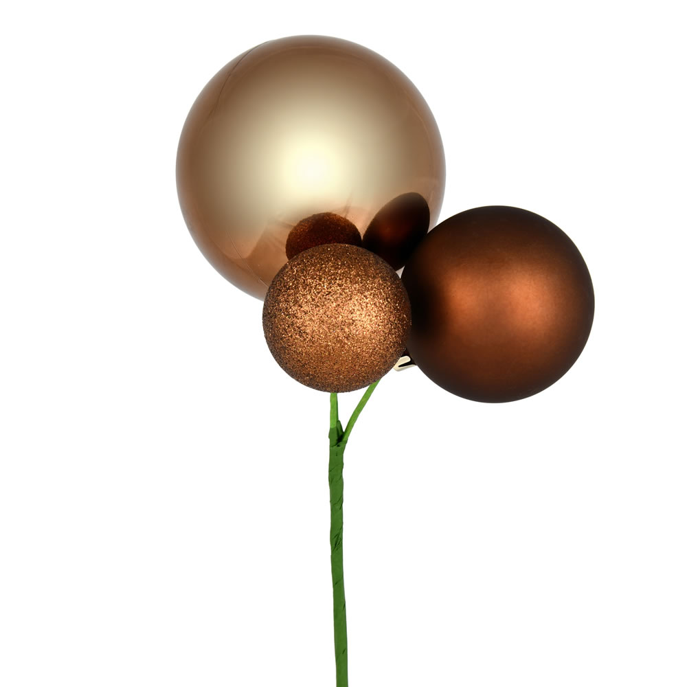 Vickerman 18" Ball Ornament Christmas Pick, 3 per Bag