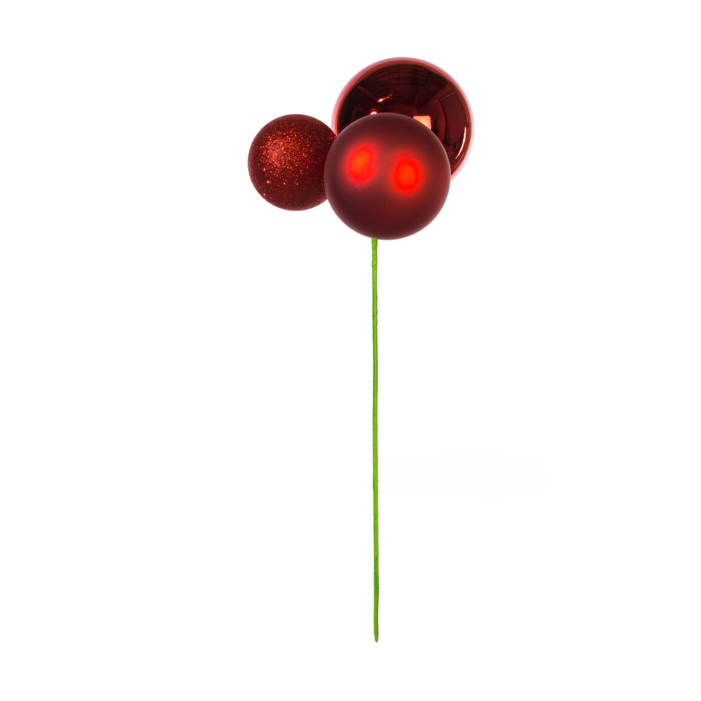 Vickerman 18" Ball Ornament Christmas Pick, 2 per Bag