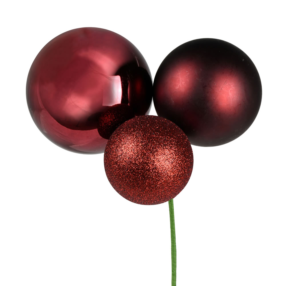 Vickerman 18" Ball Ornament Christmas Pick, 2 per Bag