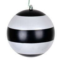 Vickerman Black-White Striped Pearl Ball Christmas Ornament