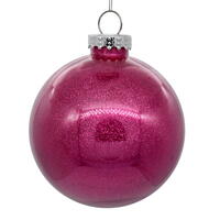 6" Berry Red Glitter Clear Ball 4/bag