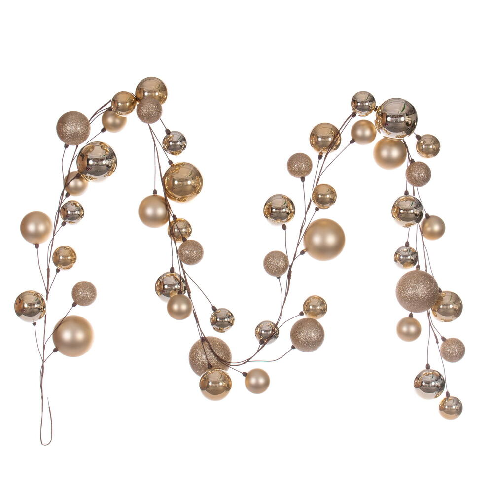 Vickerman 10' Assorted Ball Branch Garland  - 2.4", 3" & 4" Balls