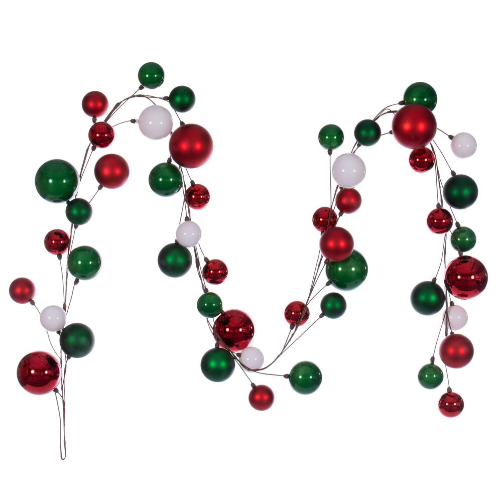 Vickerman 10' Assorted Ball Branch Garland  - 2.4", 3" & 4" Balls