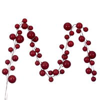 10' Red Pearl Branch Ball Garland