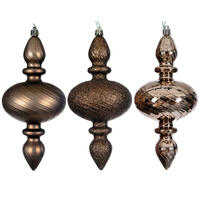 8.2" Mocha Swirl Finial Orn 3/Asst