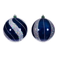 4" Midnt Blue Pearl Sequin Ball Orn 6/As