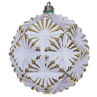 4" Gold Etch Prism White Brsh Orn 6/Bag