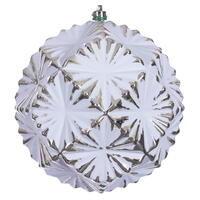 6" Champ Etch Prism White Brsh Orn 4/Bag