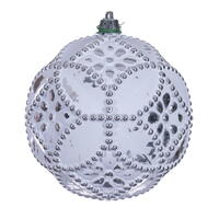 4" Silver Etch Antiq White Brsh Orn 6/Ba