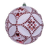 6" Red Etch Antiq White Brsh Orn 4/Bag