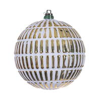 4" Gold Etch Line White Brush Orn 6/Bag