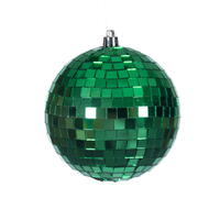 4" Green Mirror Ball Ornament 6/Bag