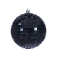 4" Black Mirror Ball Ornament 6/Bag