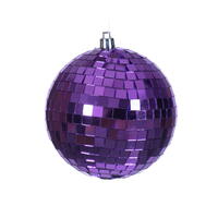4" Purple Mirror Ball Ornament 6/Bag