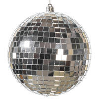 4.75" Silver Mirror Ball Ornament 4/Bag