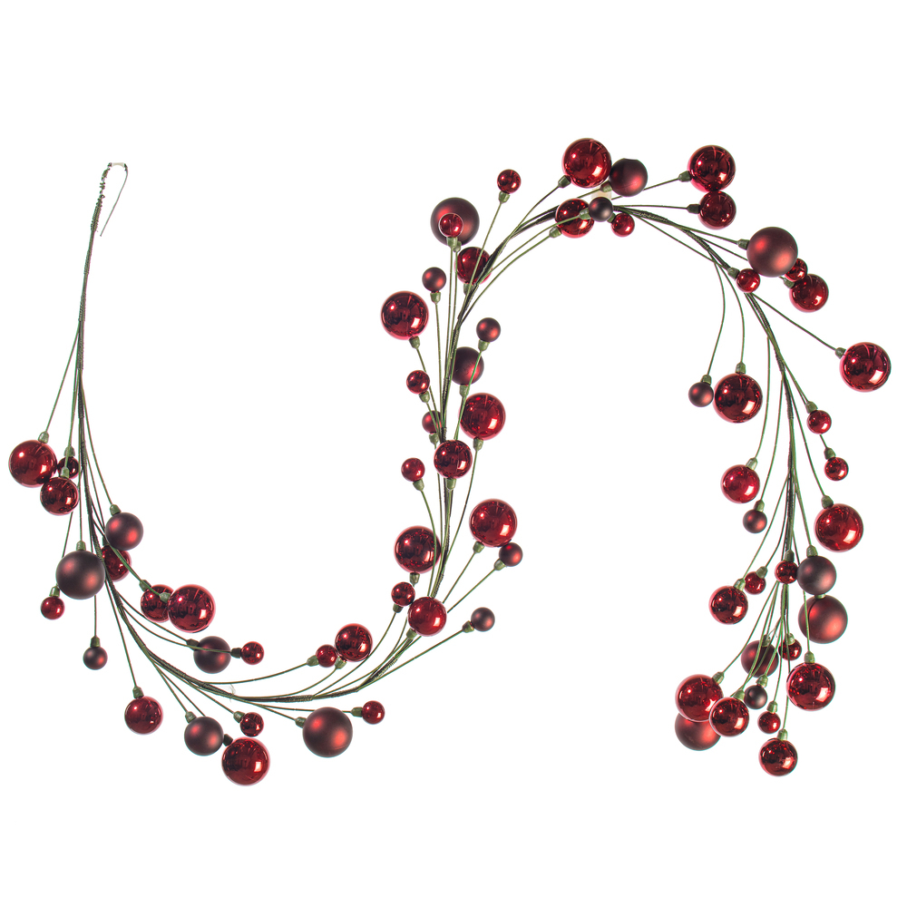 Vickerman 6' Matte Shiny Pearl Ball Garland 1-2"