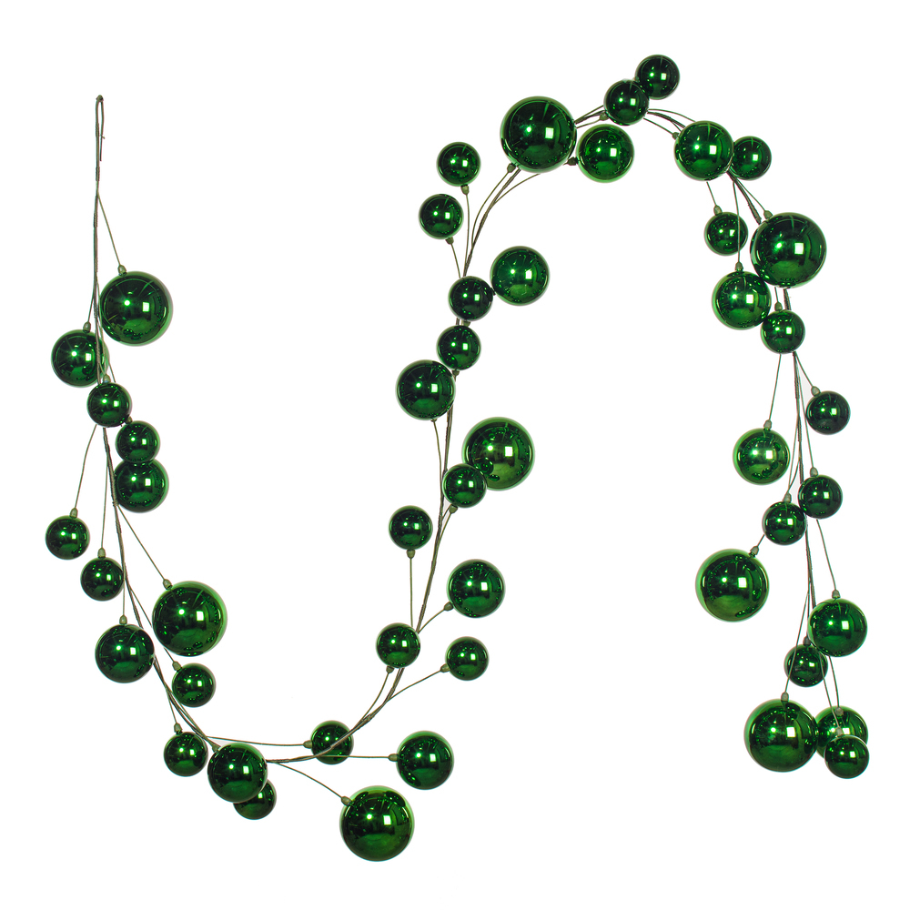 10' Green Shiny Branch Ball Garland 2-4"