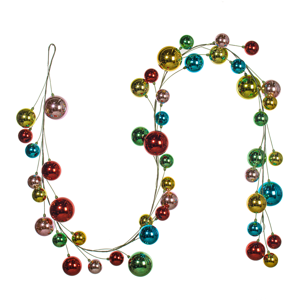 10' Multi Shiny Branch Ball Garland 2-4"