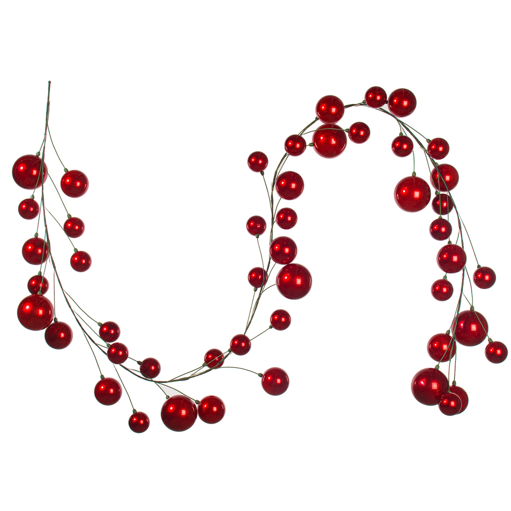 10' Red Candy Ball Branch Garland 2-4"