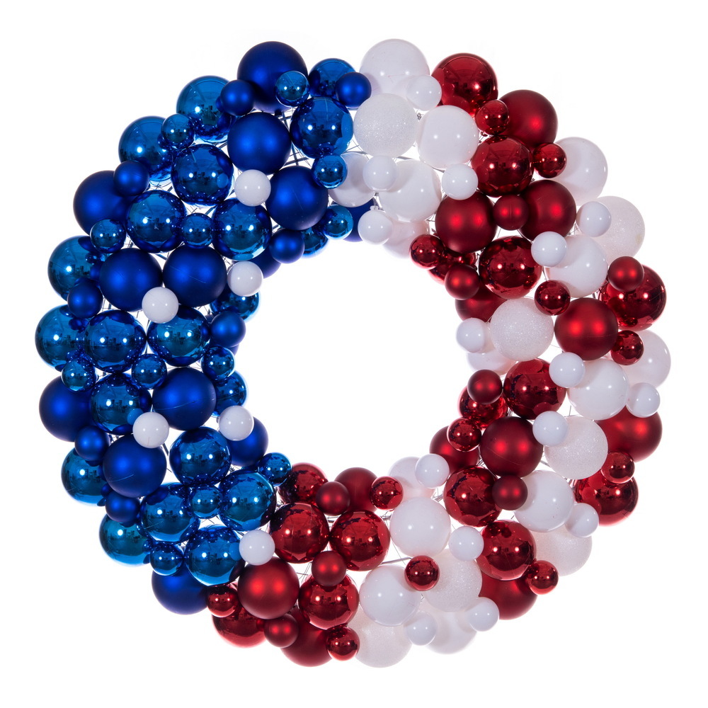 Vickerman Red/White/Blue Matte Shiny Glitter Wreath UV