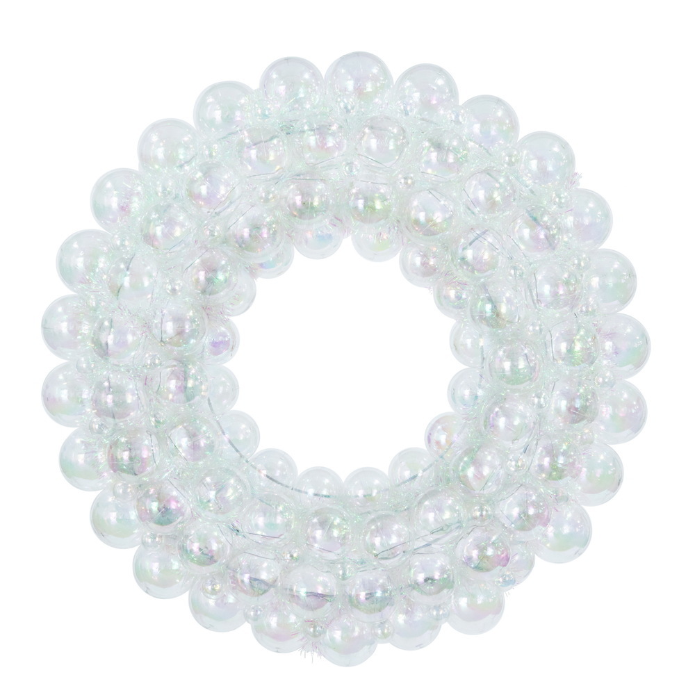 28" Clear Iridescent Ball Wreath UV