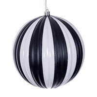 Vickerman Black/White Horizontal Line Ball Ornament