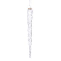 Vickerman White Ivory Beads Clear Icicle Ornament
