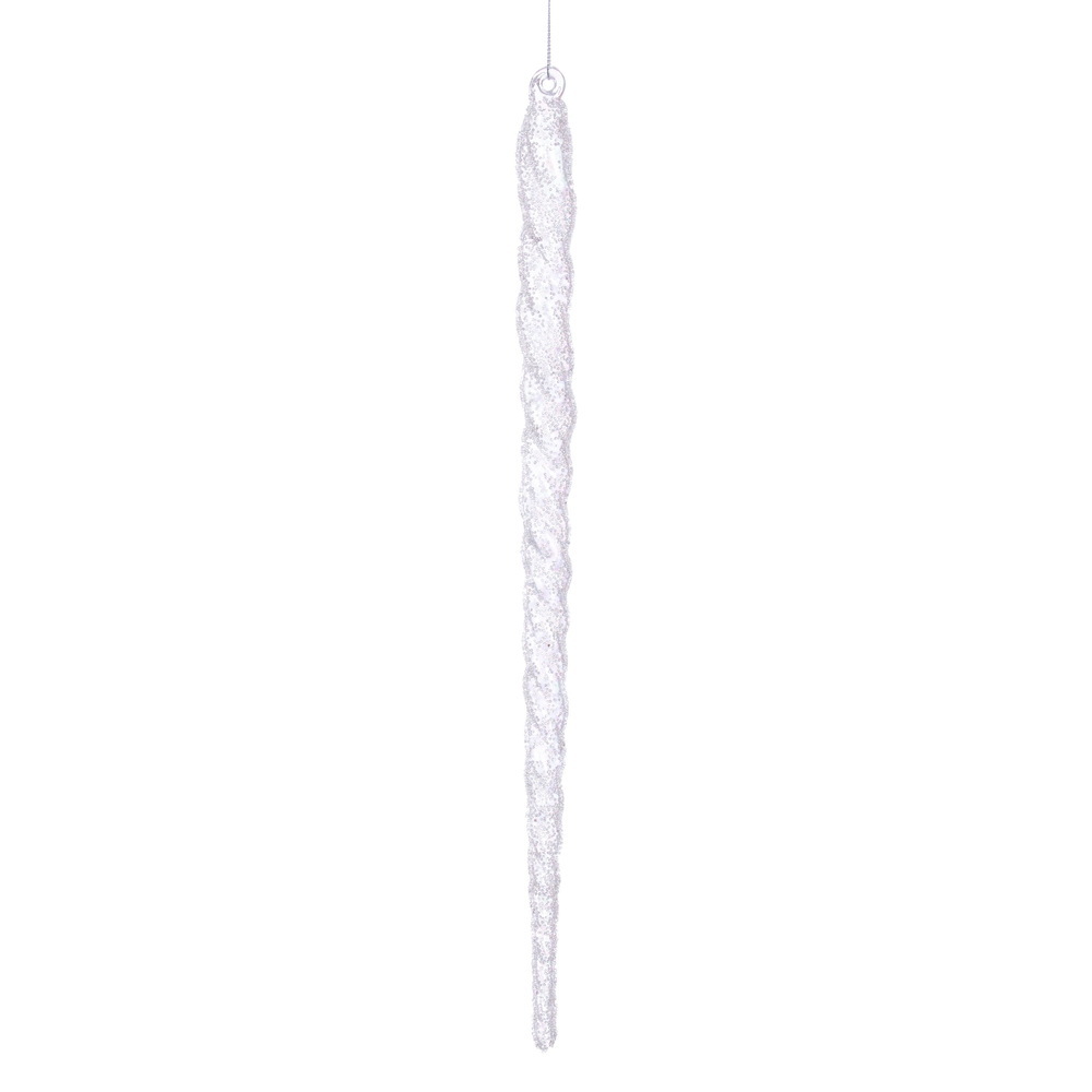 Vickerman White Ivory Beads Clear Icicle Ornament
