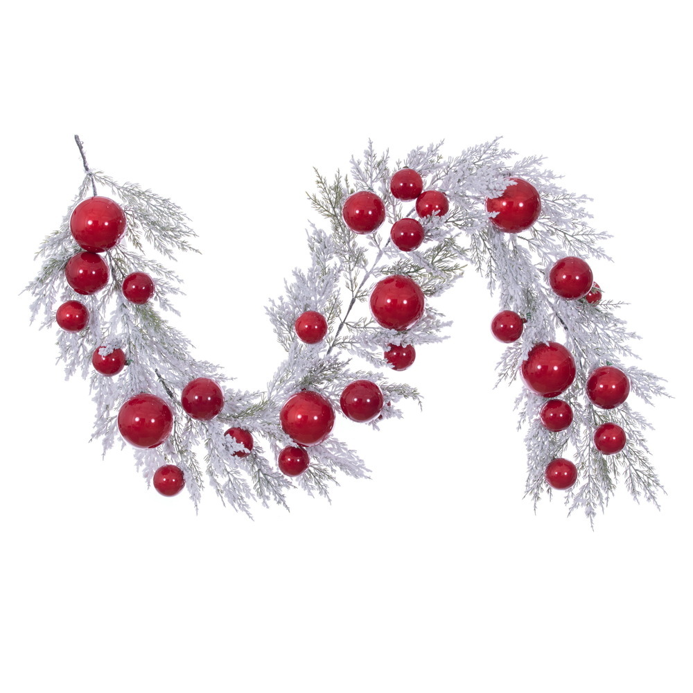 Vickerman 6' Flocked Pearl Ball Garland