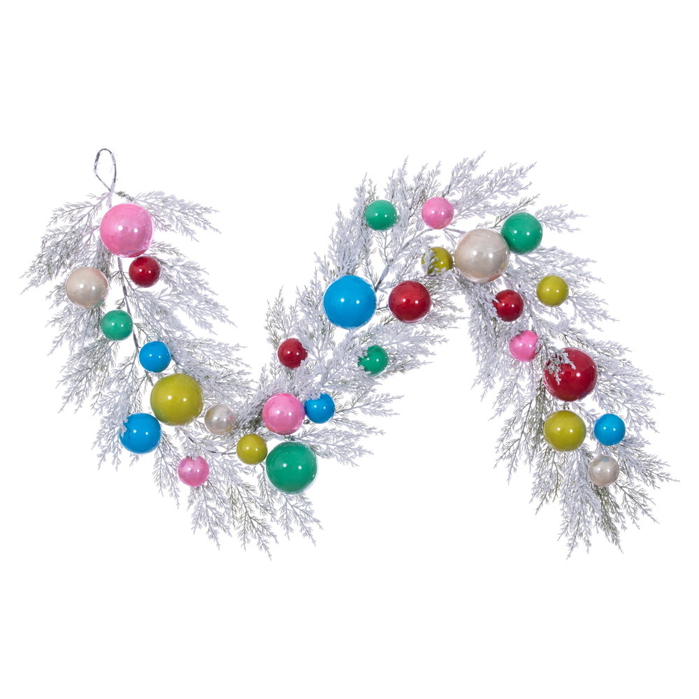 Vickerman 6' Flocked Pearl Ball Garland