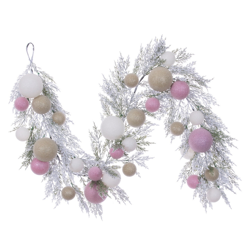 Vickerman 6' Flocked Ball Garland